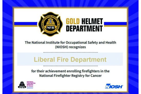 Liberal Fire Department earns Gold Helmet designation
